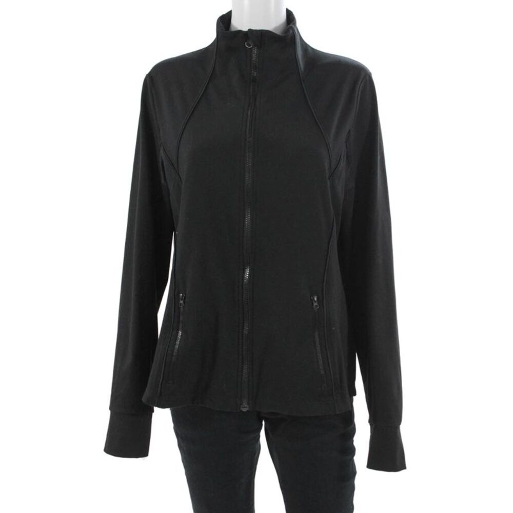 All Access Women Windbreaker Jacket Black High Neck Zip Long Sleeve Size M